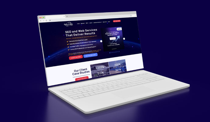 Galaxy SEO and web services website displayed on laptop screen